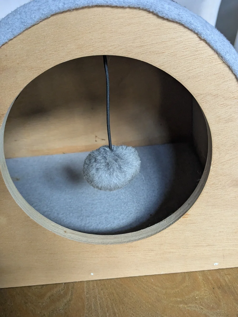 Whisker City® Modern Curvy Cat Scratcher with Toy, Gray, 16.1x11x10.6in